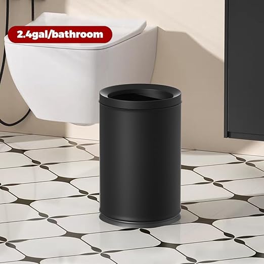 LEASYLIFE 9L/2.3GAL Black Bathroom Trash Can